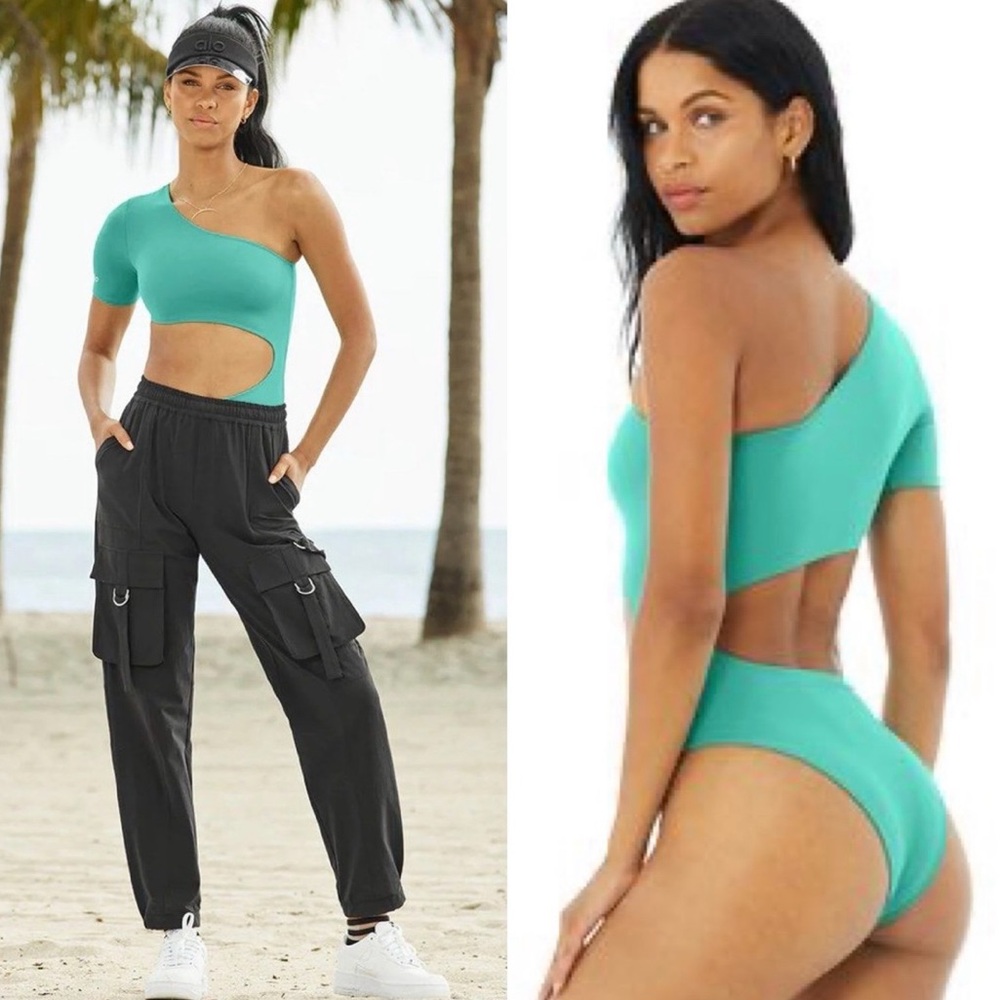 NWT ALO Body Wave Cut Out One Piece Ocean Teal Size XXS